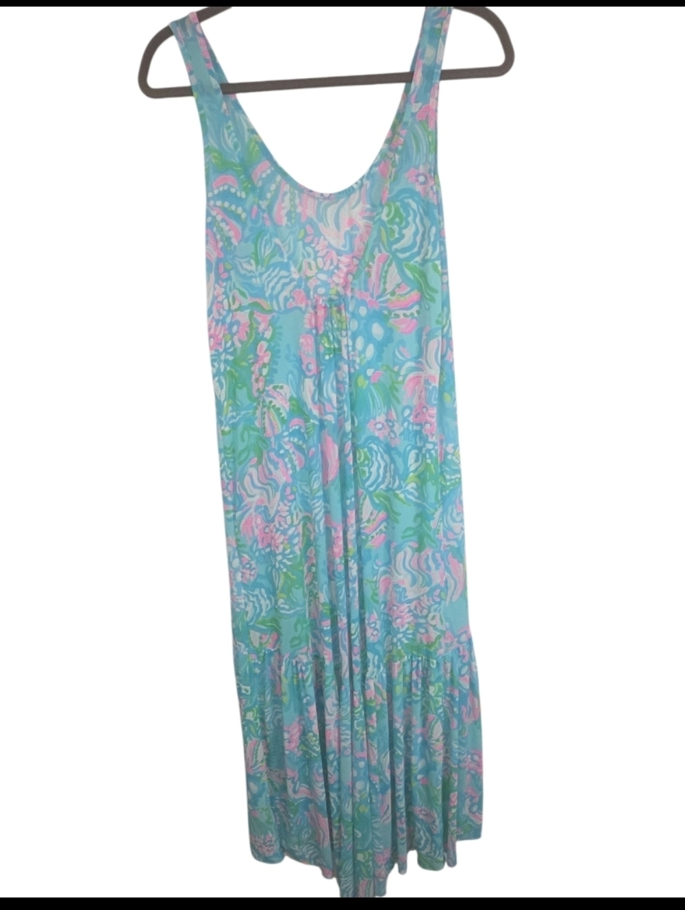 Lilly Pulitzer Camellia Cover Up Blue Ibiza Aqua Pink Tropical Dress M Resort - Picture 5 of 11